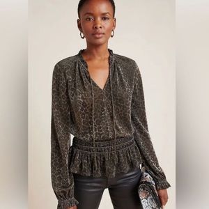 Current Air- Anthropologie - Cheetah Blouse - Size M